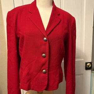 Ann Taylor Red Tailored Blazer with Notched Lapels
